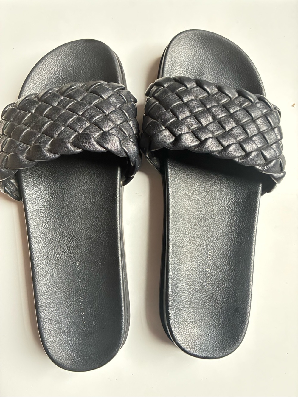 Woven Slide Sandals for Women in Black